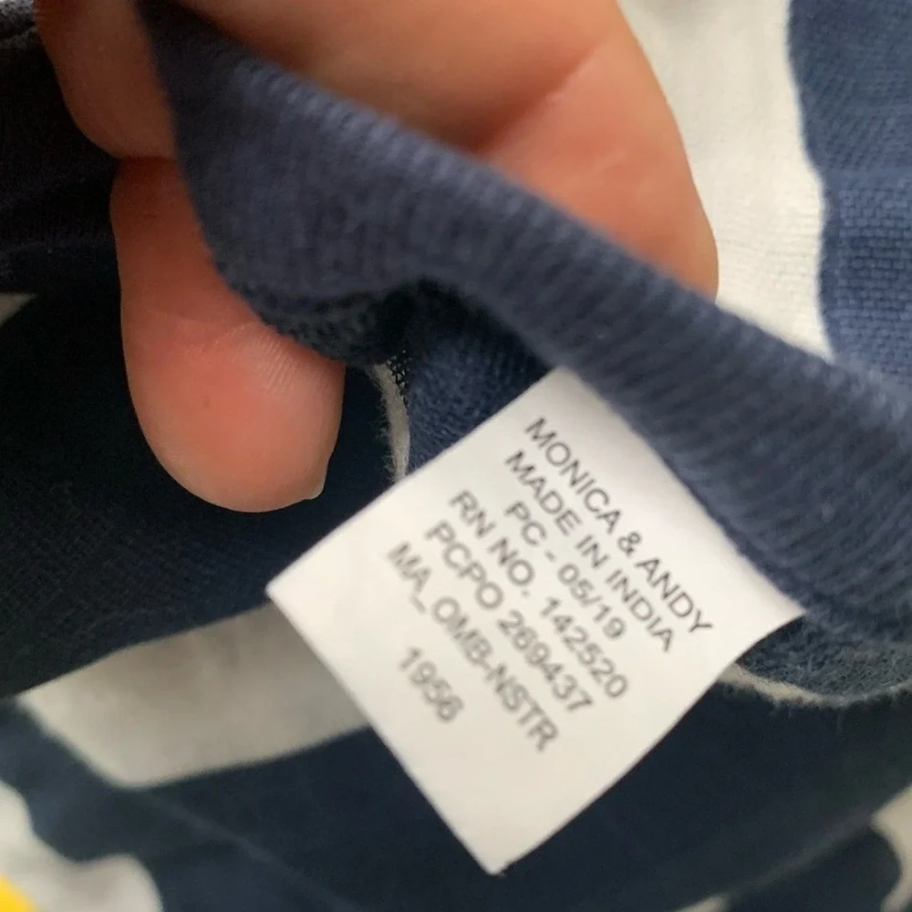Monica and Andy Organic Cotton‎ Muslin Baby Blanket Navy White Striped Nautical